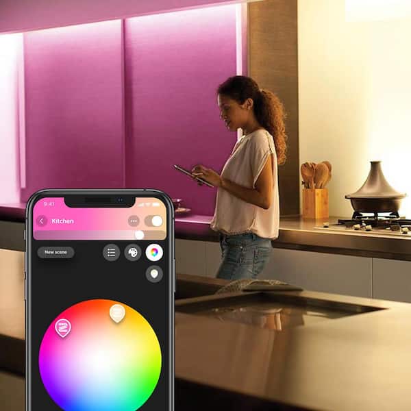 Emptiness receive Diversity Philips Hue White and Color Ambiance 6.6 ft. LED Under Cabinet Light Starter  Kit with Hue Bridge (1-Pack) 555342 - The Home Depot