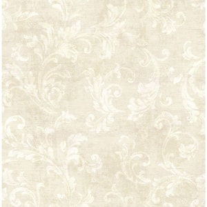 Classic Scroll Beige Paper Non-Pasted Strippable Wallpaper Roll (Cover 56.05 sq. mt.)