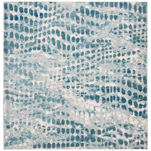 Aria Cream/Teal 6 ft. x 6 ft. Square Abstract Area Rug