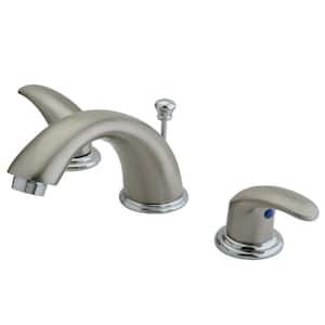 Legacy 8 in. Widespread 2-Handle Bathroom Faucets with Plastic Pop-Up iin Brushed Nickel/Polished Chrome