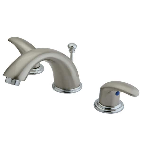 Kingston Brass Legacy 8 in. Widespread 2-Handle Bathroom Faucets with Plastic Pop-Up iin Brushed Nickel/Polished Chrome