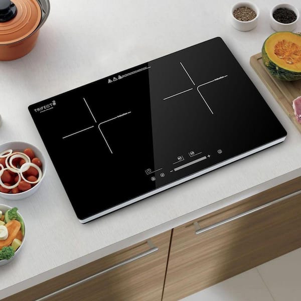 22 in. Electric Portable Induction Cooktop Horizontal 2-Element Burner in Black