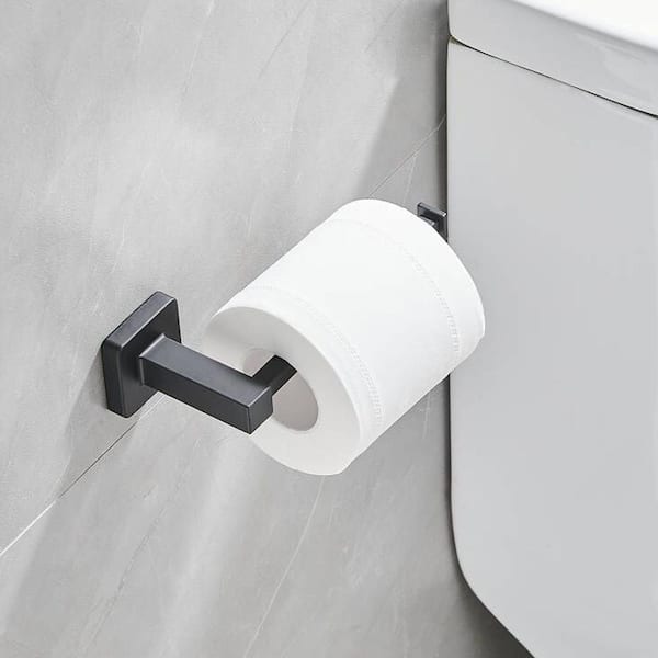 Acehoom Freestanding Stainless Steel Toilet Paper Holder in Matte Black