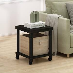 Turn-N-Tube15.35 in. Espresso/Black Square 2-Tier Wood End Table with Casters