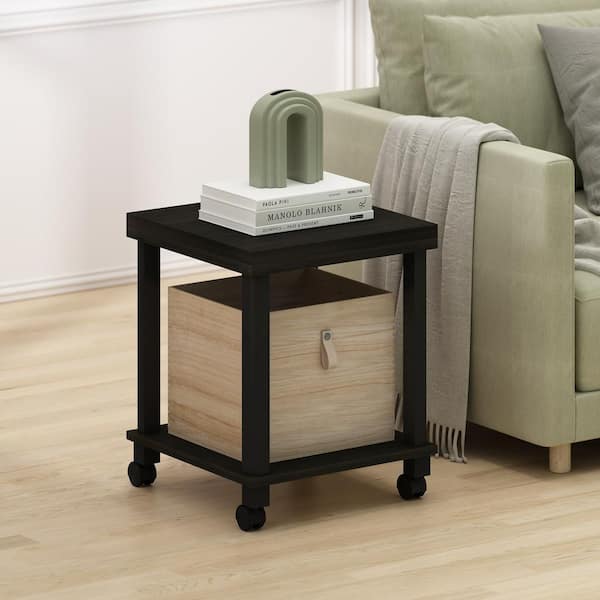 Turn-N-Tube15.35 in. Espresso/Black Square 2-Tier Wood End Table with Casters