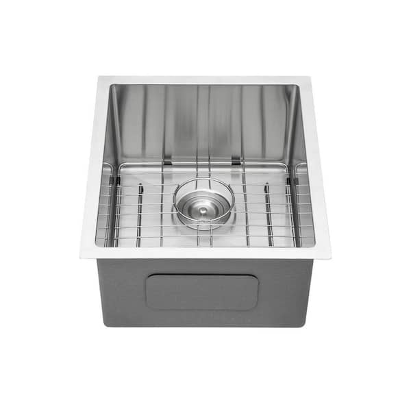 15 in. Drop in  Single Bowls 16 Gauge White Stainless Steel Kitchen Sink Basin