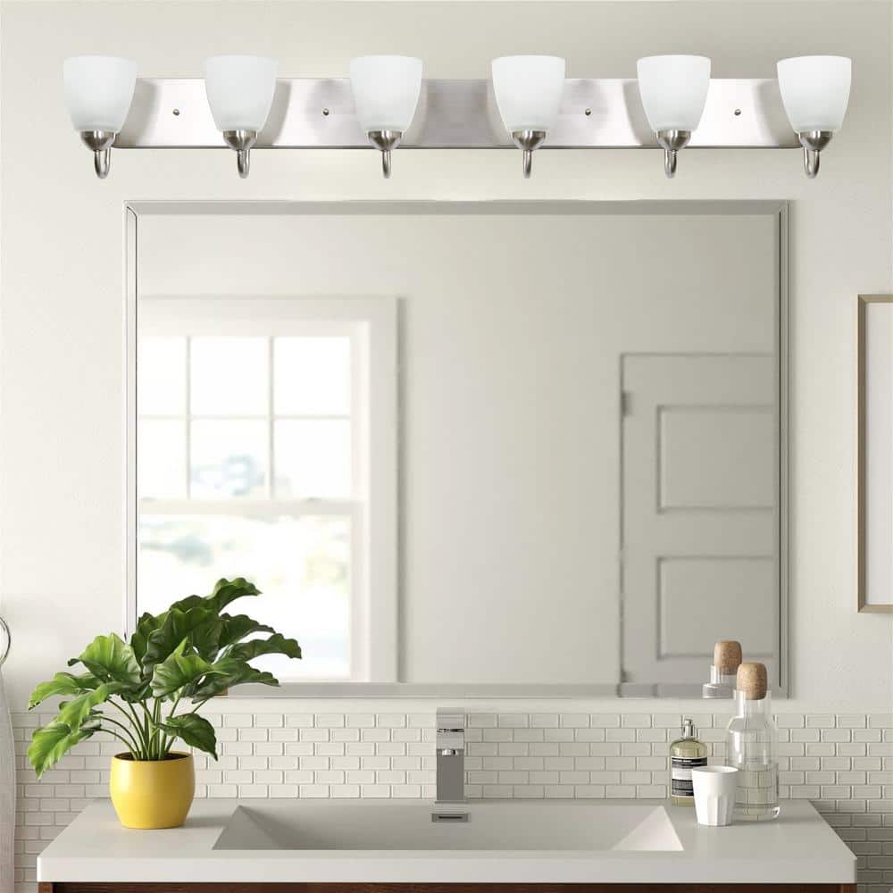 Armada 48" Modern 6-Light Vanity Fixture with Frosted Glass and Brushed Nickel