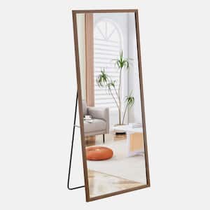 31.5 in. W x 71 in. H Rectangle Solid Wood Frame Brown Mirror