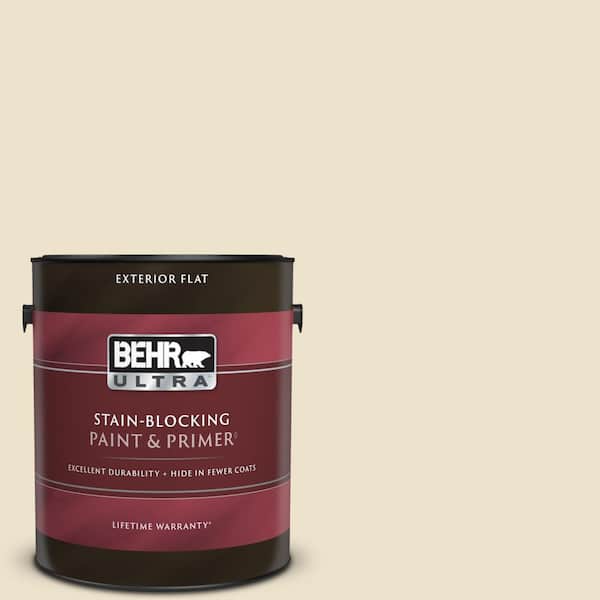 BEHR ULTRA 1 gal. #PPU7-15 Ivory Lace Flat Exterior Paint & Primer