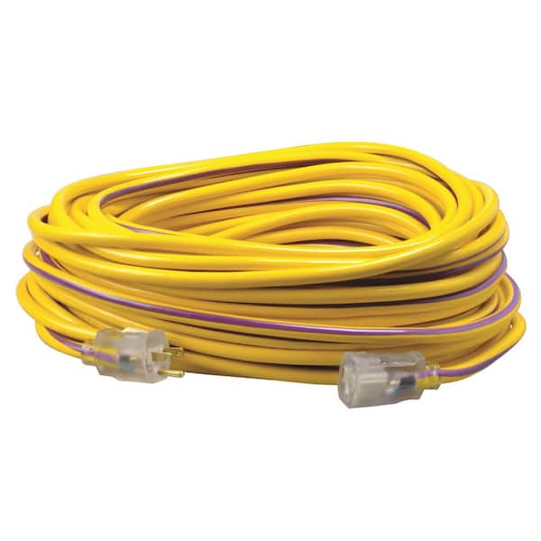 Southwire 100 ft. 12/3 SJTW Hi-Visbility Multi-Color Outdoor Heavy-Duty Extension Cord with Power Light Plug