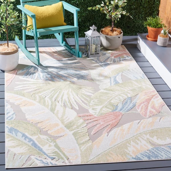 Sarasota Light Green/Beige 7 ft. x 7 ft. Floral Square Area Rug