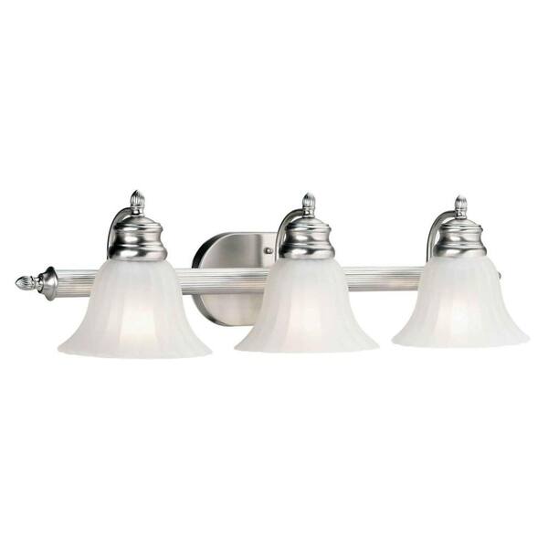 Forte Lighting Chand 3-Light Brushed Nickel Bath Vanity Light with Fluted Satin Etched Glass