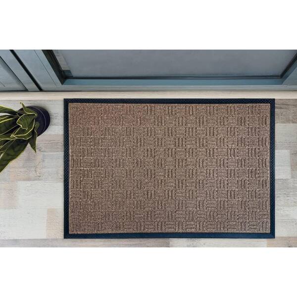 Envelor Beige 48 in. x 72 in. Checker Floor Mat Indoor/Outdoor