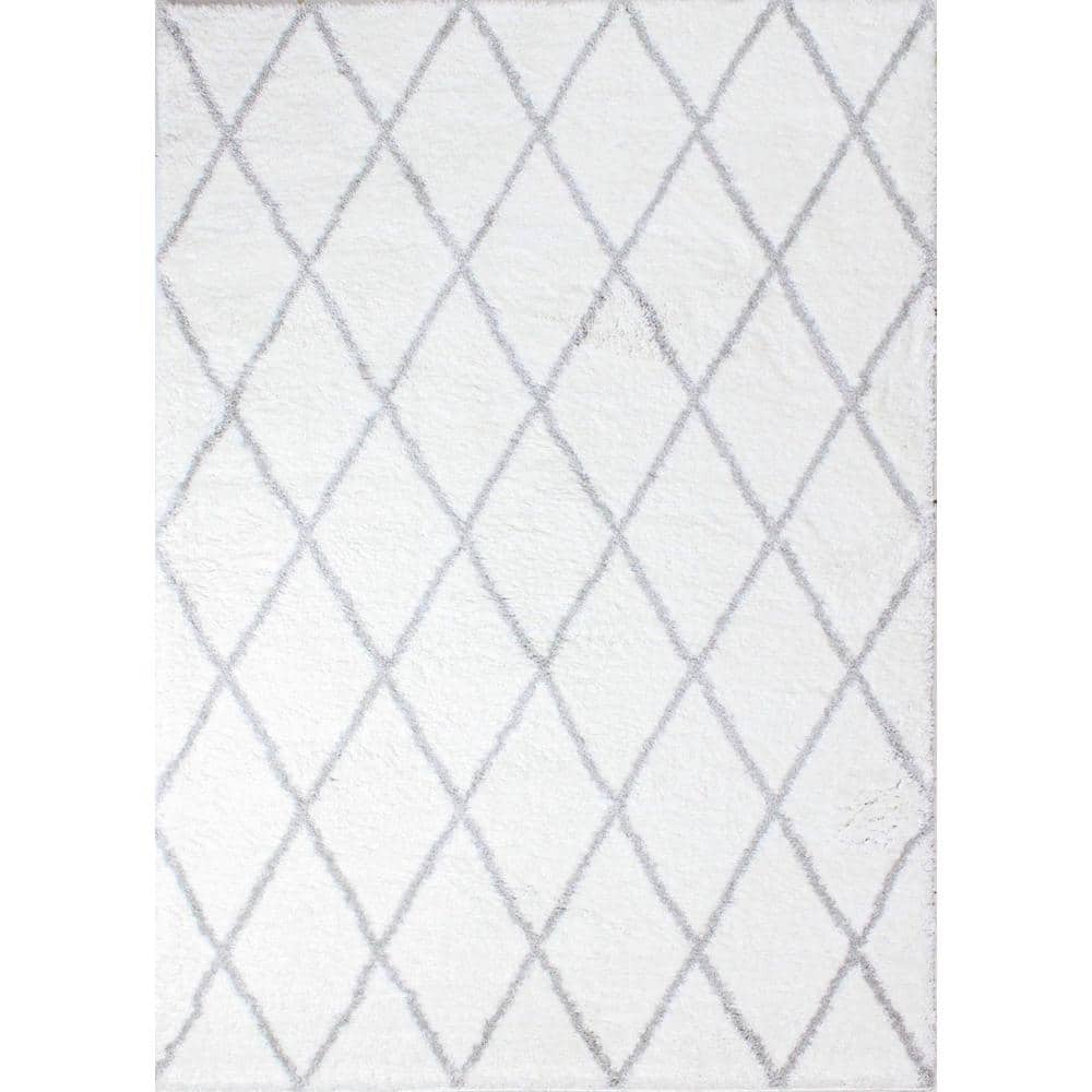 Andes White/Grey 3 ft. x 8 ft. (26 x 8) Geometric Contemporary Runner