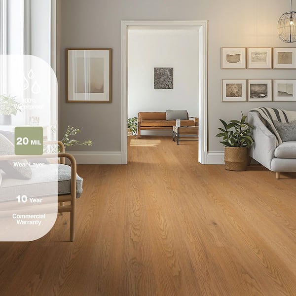 Windover 20 MIL x 7 in. x 48 in. Waterproof Click Lock Rigid Core Luxury Vinyl Plank Flooring (21.42 Sq. ft. /Case)