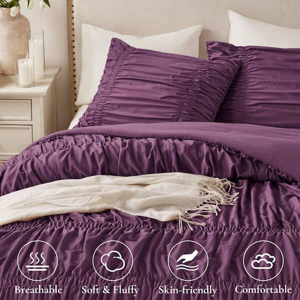 ROYALAY Piumino Twin Size Che Si Illumina Al Buio – Colore Viola, Set Letto Completo (7 Pezzi) Per Cameretta, Morbido E Accogliente