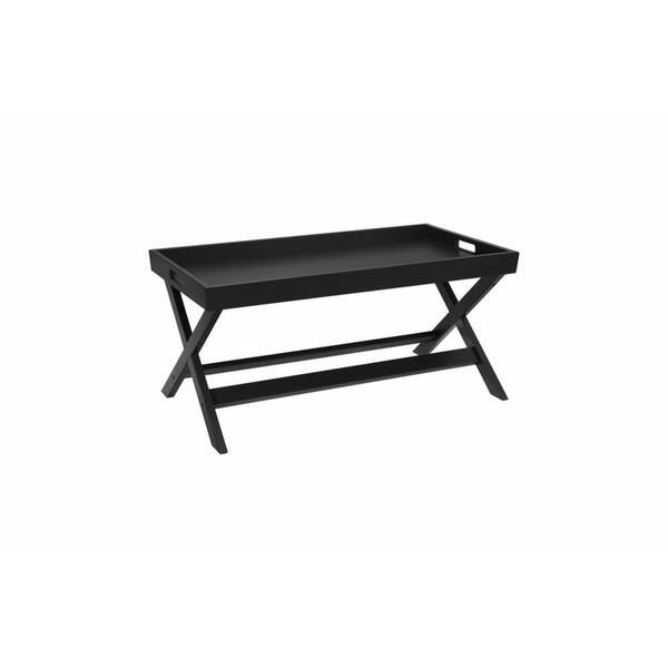 Stylewell Rectangular Dark Charcoal Wood Tray Top Coffee Table 40 In W X 18 H Et 1001 Black Stylewell Rectangular Dark Charcoal, Black Rectangle Tray Coffee Table
