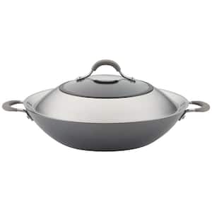 Elementum Hard-Anodized Nonstick Covered Wok with Side Handles, 14-Inch, Oyster Gray