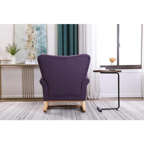 Lavender Purple Modern Wood Outdoor Rocking Chair with High Back