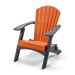 Classic Tangerine Orange/Gray Folding Metal Adirondack Chair Guaranteed to Not Crack