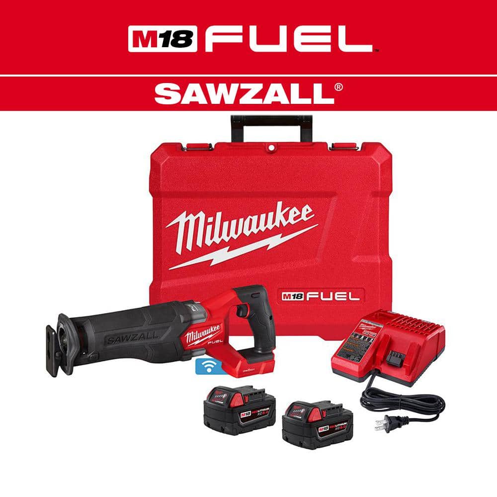 Milwaukee M18 FUEL ONE-KEY 18V Lithium-Ion Brushless Cordless SAWZALL Reciprocating Saw Kit with Two 5.0 Ah Batteries, Case -  2822-22