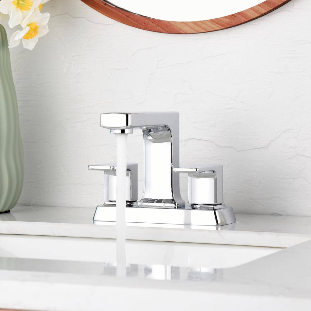 Chrome Polished 2-Handle Centerset Bathroom Faucet with Drain Assembly