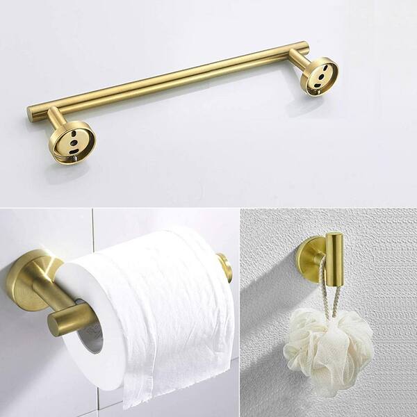 BESy Brushed Gold Toilet Tissue Paper Holder Brushed Gold Bathroom  Accessories Toilet roll Paper Hanger, Wall Mounted, Rustproof