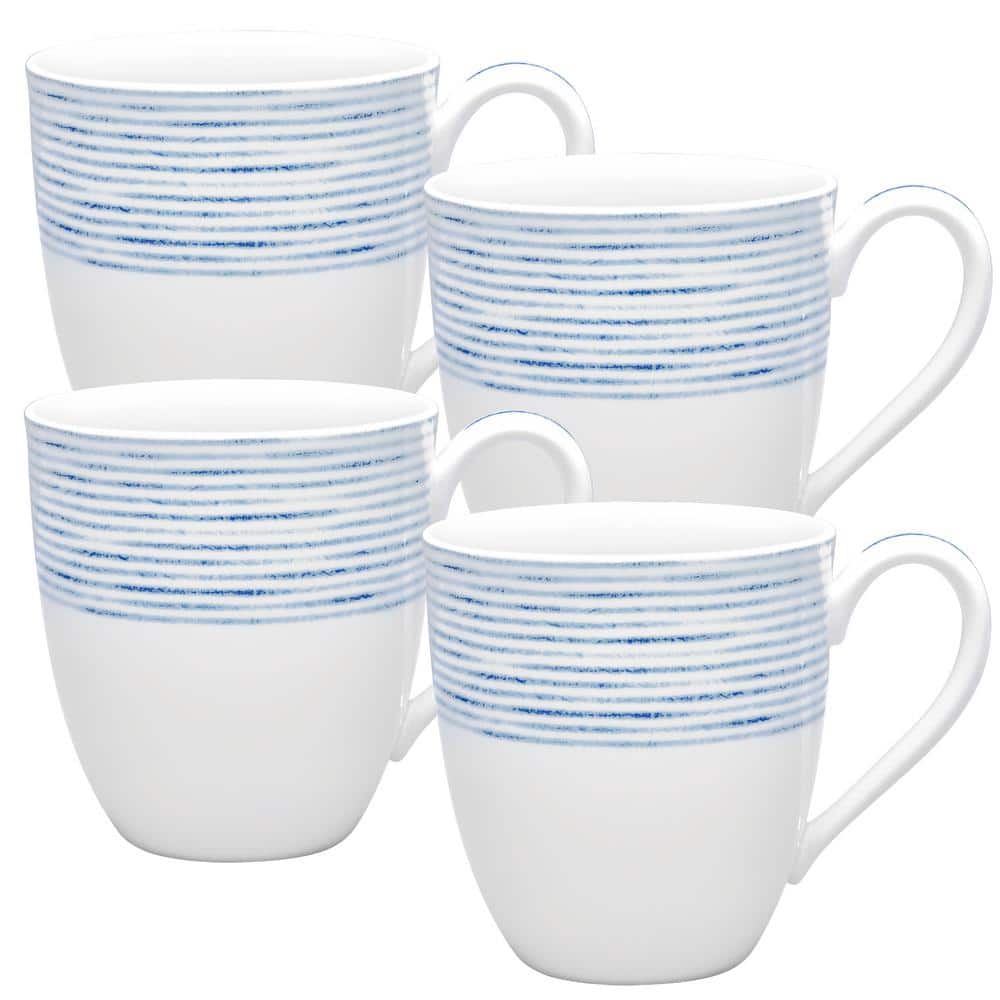 Noritake Blue Hammock 15 fl. oz. Blue Porcelain Mugs (Set of 4) -  9349-484D