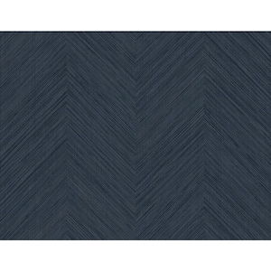 Dark Blue Chevron Stripe Vinyl Peel and Stick Wallpaper Roll (Covers 40.5 sq. ft.)