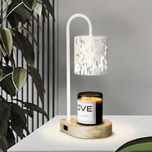 13.19 in. Threaded White Glass Metal Candle Melting Lamp, Table Lamp, Dimmable