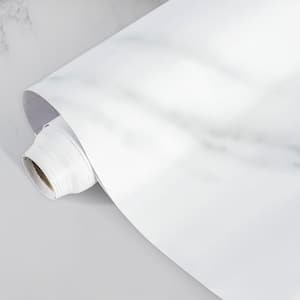 15.75 in. x 157.5 in. White Marble Peel and Stick Wallpaper,Oil-Proof Easily Removable Covering Paper for Kitchen,1-Roll