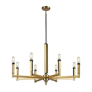 Mandeville 8-Light Round Satin Brass with Oil Rubbed Bronze Accents Chandelier