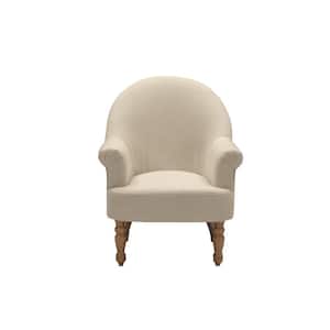 Ariela Light Beige Upholstered Linen Accent Arm Chair With Button Tufted