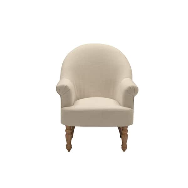 Rustic Manor Ariela Light Beige Upholstered Linen Accent Arm Chair With Button Tufted