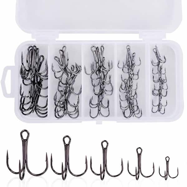 bent fish hooks for salt water trout Fishing Treble Kit, 145pcs High Carbon Steel Treble Hook Strong Sharp Round Bend Fishing Hook Triple Hook with Split Rings Hard Bait Lures Saltwater Fishing Use the hook carefully to avoid scratching your hands. Fishing Hooks Treble Hooks Kit