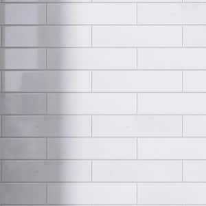 Natural Crystal White 1.89 in. x 7.8 in. Subway Polished Marble Wall and Floor Tile (50 pieces / 5.12 sq. ft./Case)