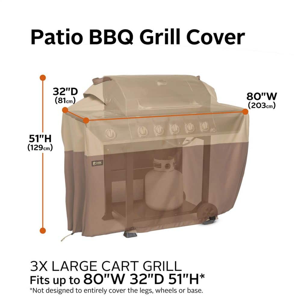Classic Beige and Brown Waterproof Gas Grill Cover with Buckle Closure