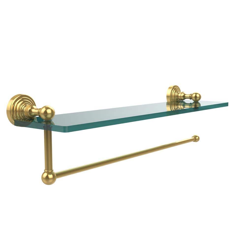 Allied Brass Waverly Place 16 in. L x in. H x in. W Paper Towel Holder  with Clear Glass Shelf in Polished Brass WP-1PT/16-PB The Home Depot