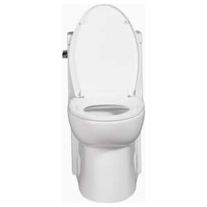 1-Piece 1.28 GPF Single Flush Elongated Toilet in Glossy White Seat Included