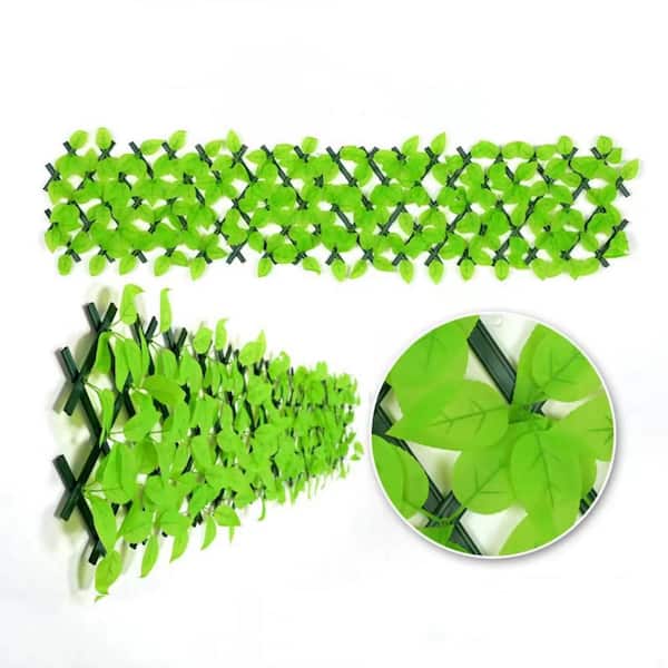 78.7 x 17.7 in. Expandable Plastic Garden Fence Artificial Leaves Privacy Screen Panel for Patio Rose Leaf