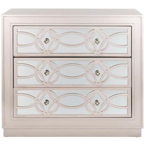 Catalina 3-Drawer Silver/Pink Nightstand Chest
