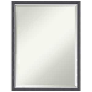 Eva 19.75 in. x 25.75 in. Modern Rectangle Thin Framed Black Silver Bathroom Vanity Mirror
