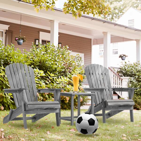 2 Piece Outdoor Gray Folding Adirondack Chair for Garden Lawn and Backyard jh 81 The Home Depot