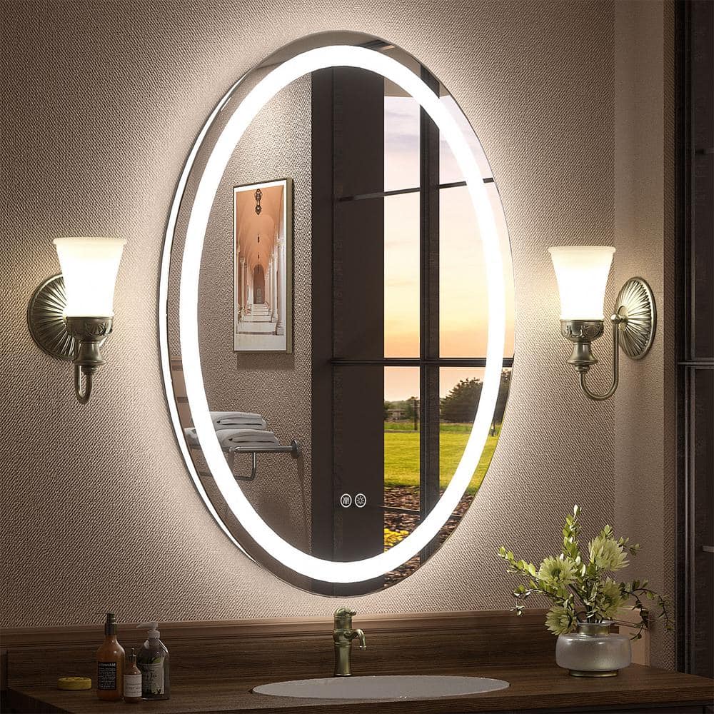 24 in. W x 36 in. H Oval Frameless UL Certified Front and Back LED Anti-Fog Tempered Glass Wall Bathroom Vanity Mirror price history on PriceWatchPro