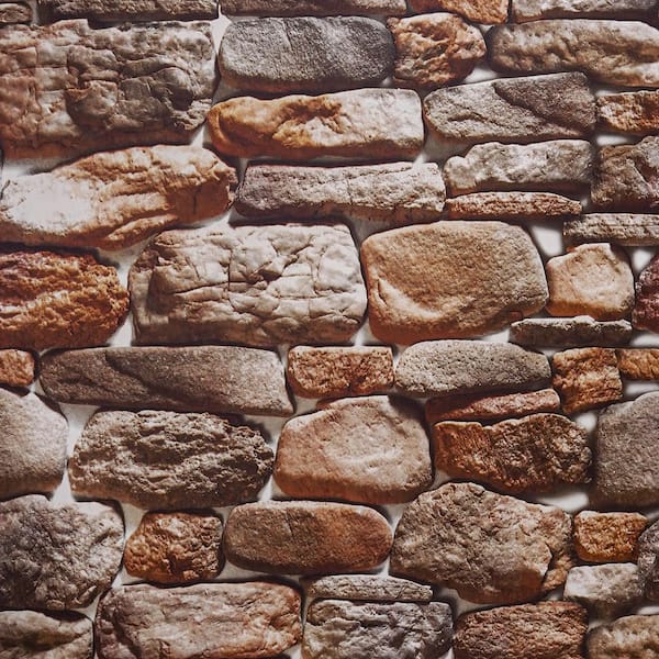 Vintage Multi-Colored 3D Stone Peel and Stick Wallpaper Roll Viny Washable Self Adhesive Contact Paper(Covers 36 sq.ft.)