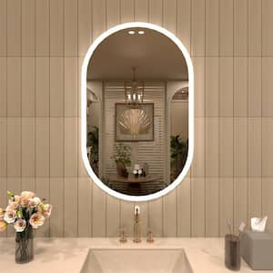 24 in. W. x 36 in. H Oval Frameless LED Light Anti-Fog Wall Bathroom Vanity Mirror in Polished Crystal