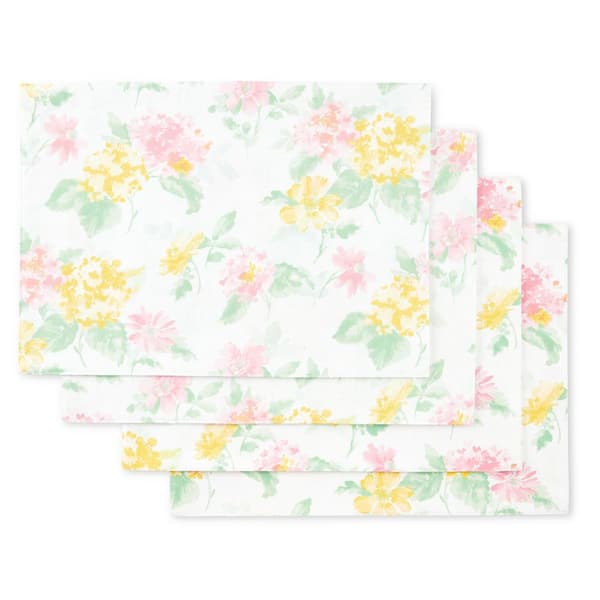 MARTHA STEWART Amber Floral 17.5" W x 13" H Pink/Yellow Placemats (Set of 4)