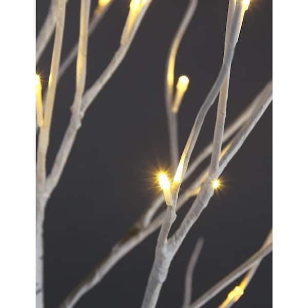 5 Feet Pre-lit White Twig Birch Tree with 72 LED Lights for Christmas -  Costway