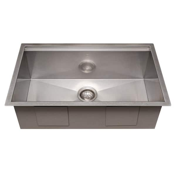 Zline Kitchen And Bath Zline 30 In Garmisch Undermount Single Bowl Sink In Durasnow Stainless Steel With Accessories Sls 30s The Home Depot