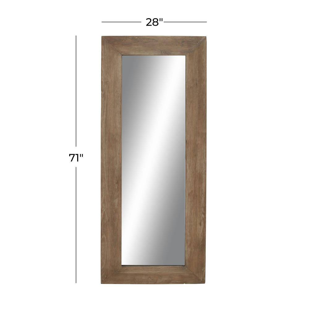 Oversized Brown Rectangular Full Length Wood Mirror